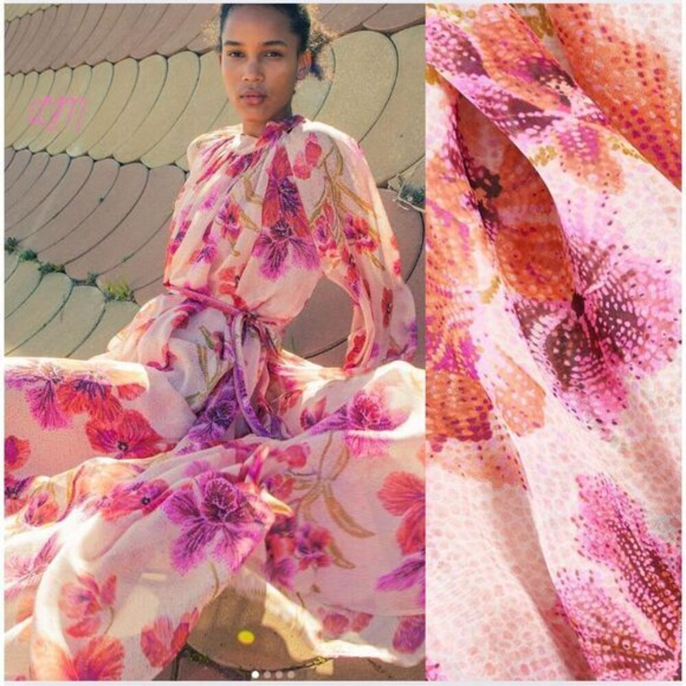 Forte Forte 100% Silk Floral Orchid Belted‎ Maxi Dress Pink Orange Size 1/US4